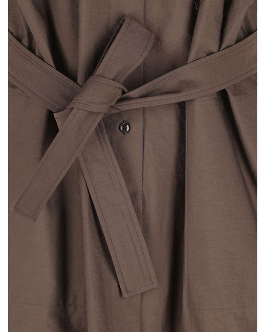 Brunello Cucinelli Brown Dazzling Seabed Embroidery Poplin Dress