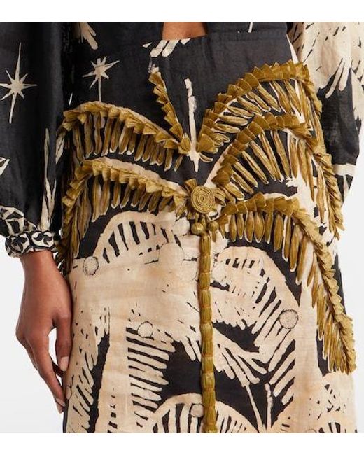 Johanna Ortiz Black Linen Maxi Dress
