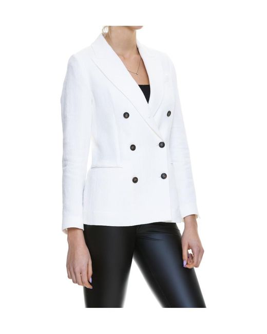 Brunello Cucinelli White Double Breasted Long-Sleeved Blazer