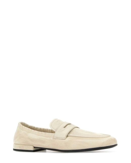 Prada Natural Logo-Printed Penny Loafers