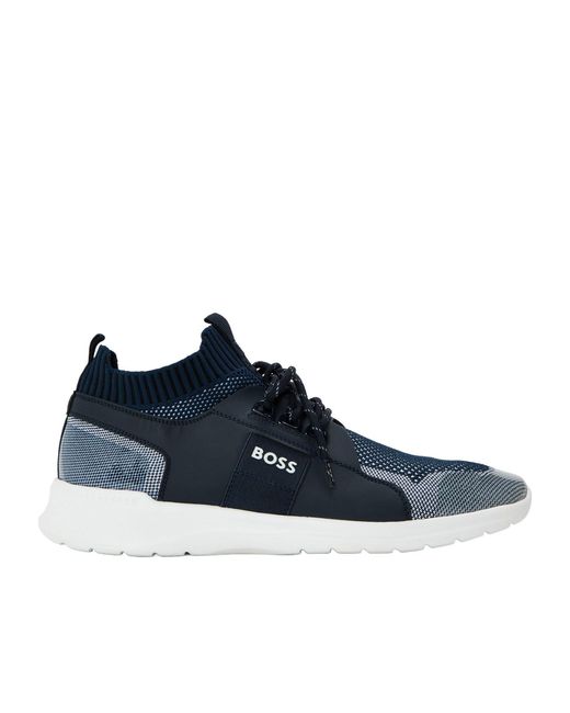 Boss Blue Classic Low-Top Trainers for men