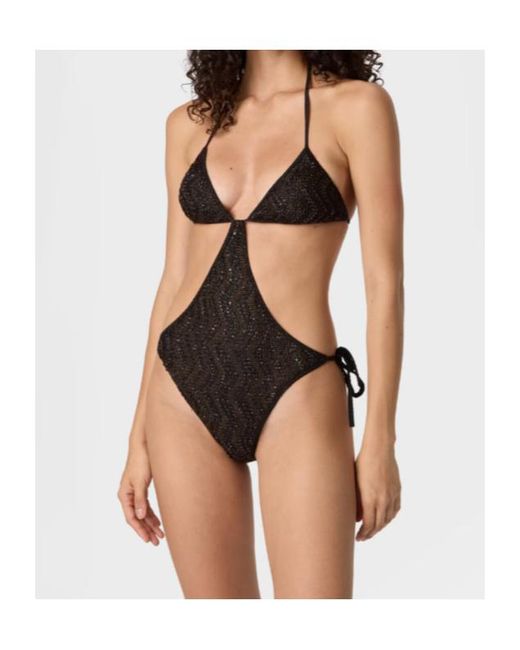 Missoni Black Sequins Zigzag Mesh Bikini
