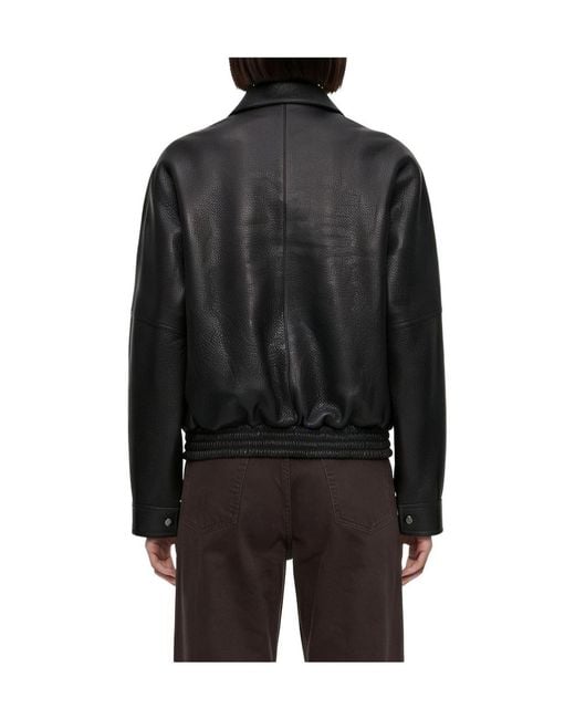 Magda Butrym Black Classic Collar Vintage Leather Jacket