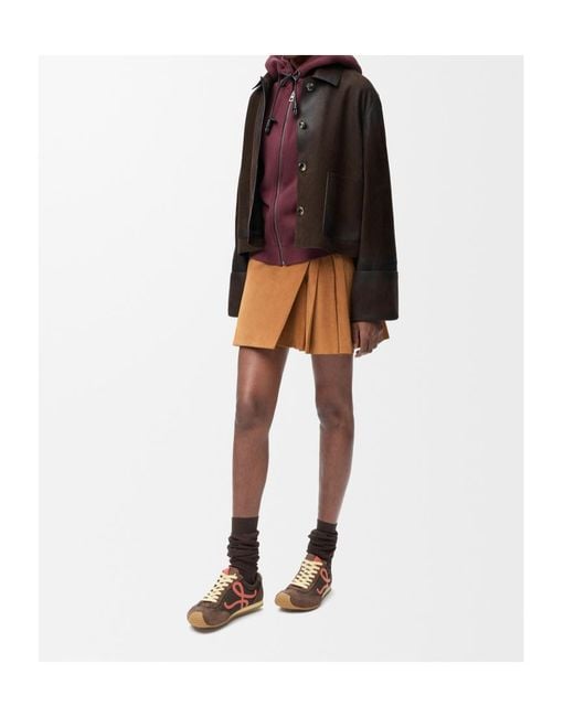 Loewe Brown Buckle Pleated Short Skirt