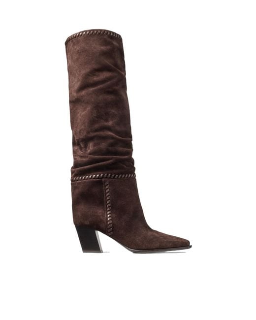 Jimmy Choo Brown Chunky-Heeled Boots
