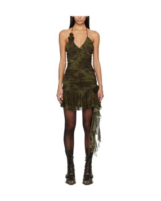 Blumarine Green Pleated Dress