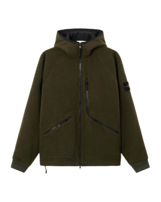 Stone Island Green Logo Patch Zip-Up Jacket for men