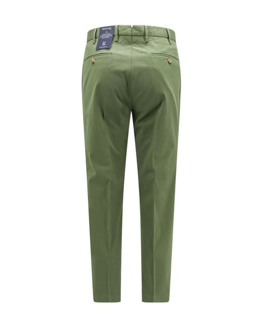 Incotex Green Stretch-Cotton Tapered Trousers for men
