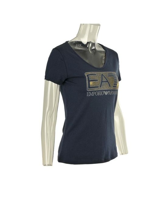 EA7 Blue Item O-Neck Short-Sleeved T-Shirt