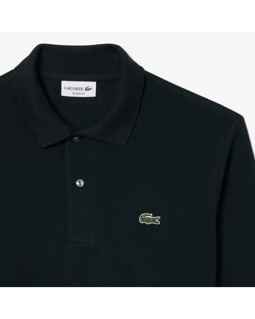Lacoste Black Classic Fit Long Sleeved L.12.12 Polo Shirt for men