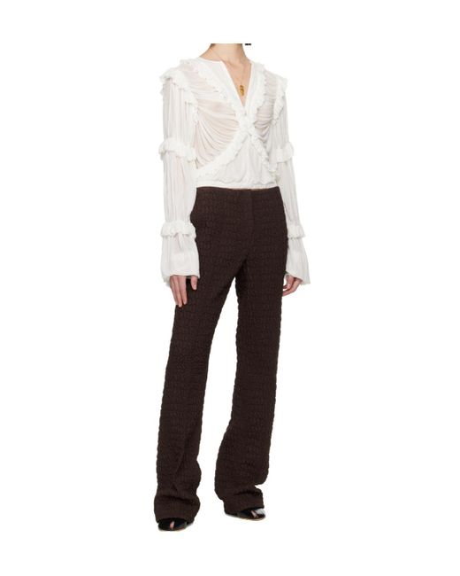 Tory Burch Brown Slim Wool And Silk Pant