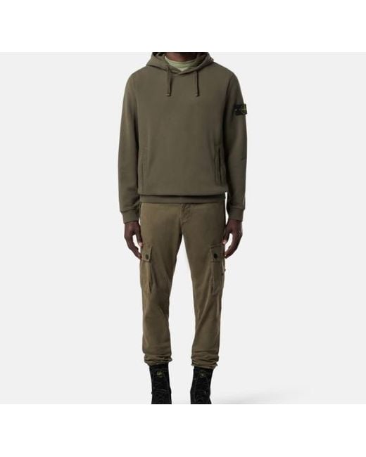 Stone Island Green Logo Patch Drawstring Hoodie for men