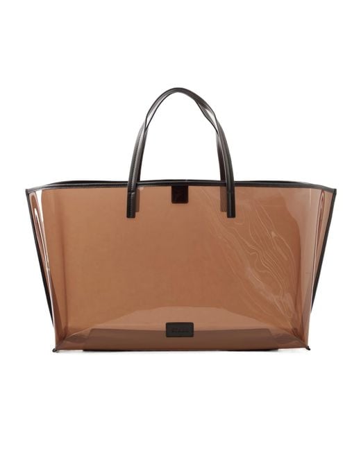 Staud Brown Large Leather-Trimmed Pvc Tote