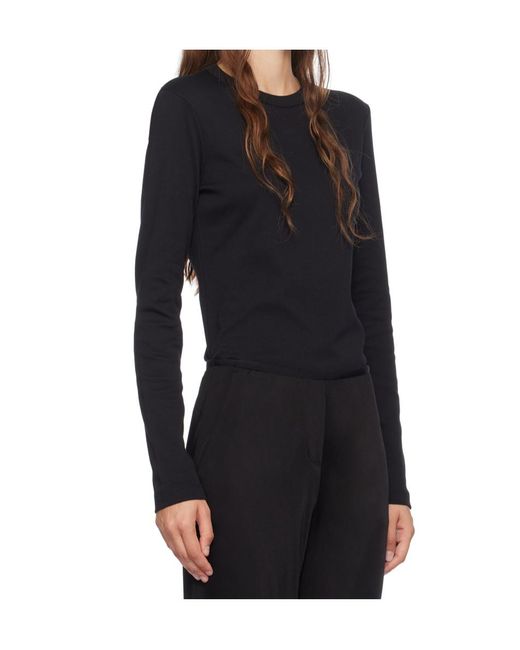 Helmut Lang Black Round Collar And Long-Sleeved T-Shirt