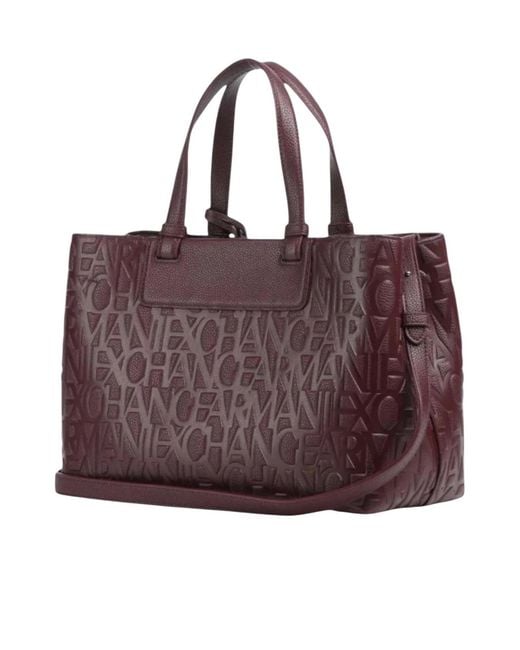ARMANI EXCHANGE Purple Logo-Debossed Tote Bag