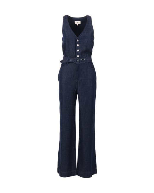 7 For All Mankind Blue Lustre Belted Jumpsuit