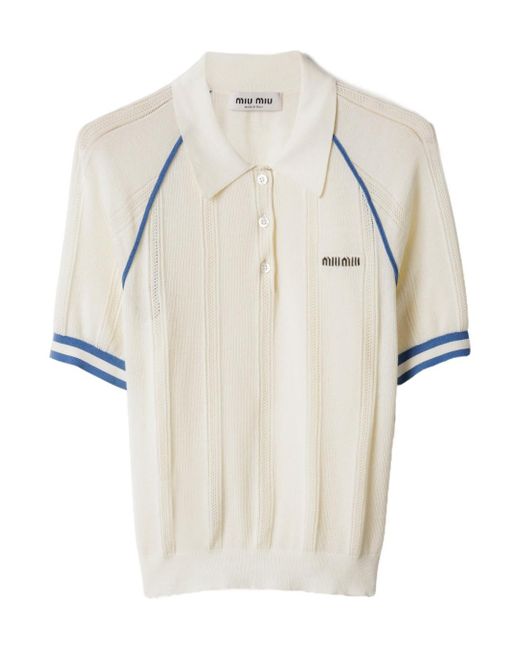 Miu Miu Natural Cotton Knit Polo Shirt