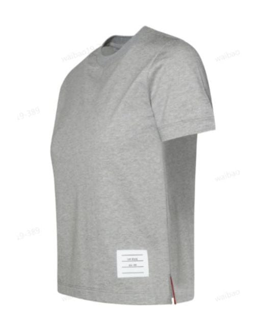 Thom Browne Gray Logo Patch Crewneck T-Shirt
