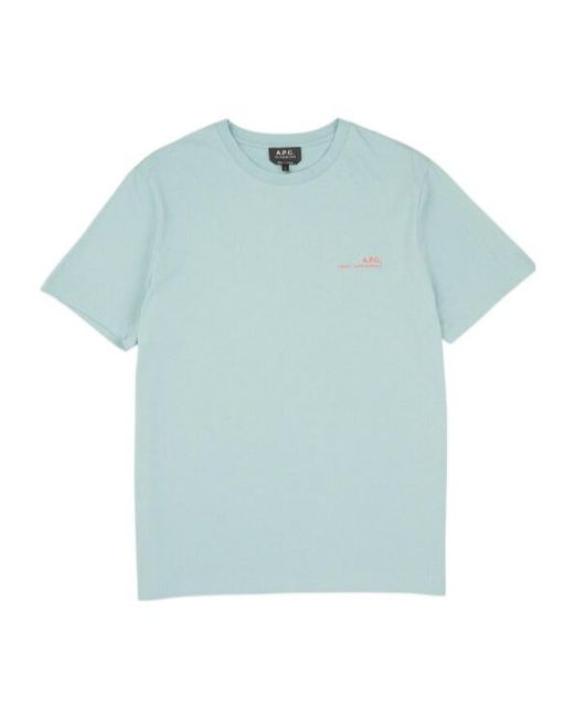 A.P.C. Blue Logo Printed Crewneck T-Shirt for men