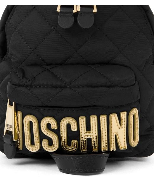 Moschino Black Checked Mini Backpack