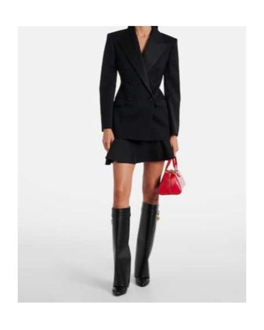 Givenchy Black Double-Breasted Satin-Trimmed Wool Blazer