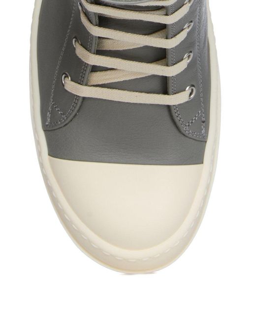 Rick Owens Gray Zipped Leather High-Top Sneakers for men