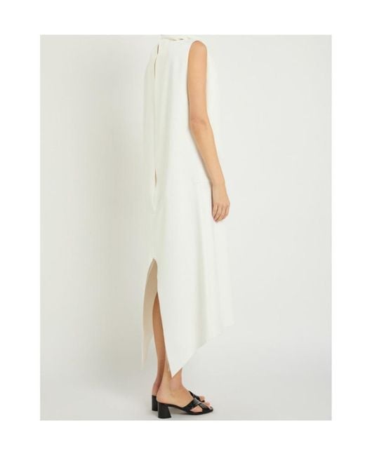 Khaite White Loell Draped Crepe De Chine Midi Dress