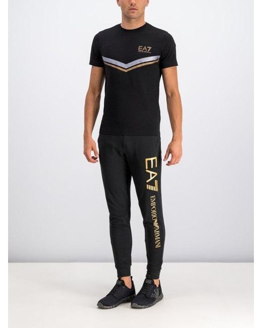 Emporio Armani Blue Logo-Print Cotton Track Trousers for men