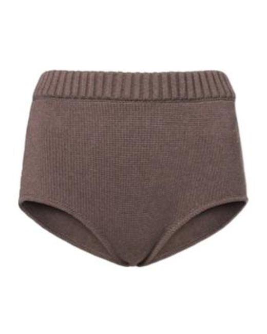 Magda Butrym Brown Ribbed-Knit Cotton Shorts