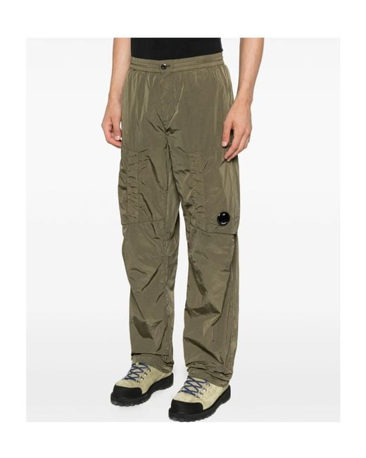 C P Company Green Pocket-Detail Trousers for men