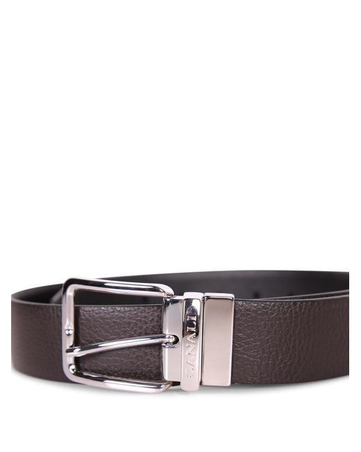 Canali White Textured Buckle Belt for men