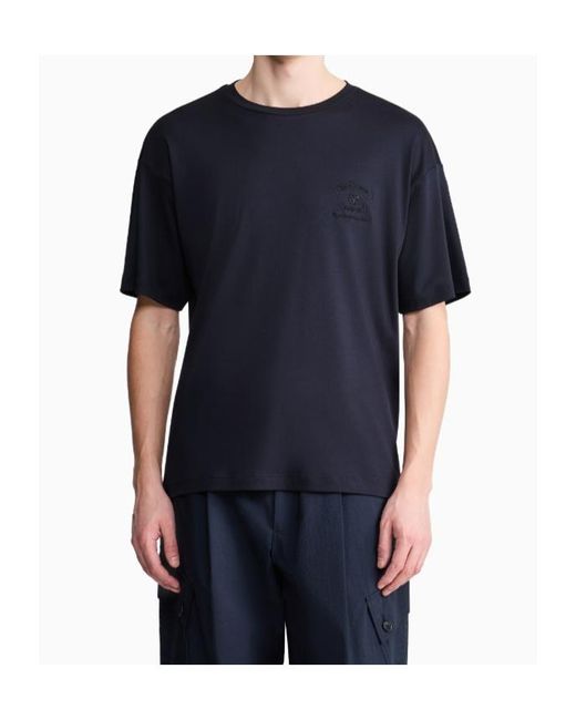 Giorgio Armani Blue Short-Sleeved Crewneck T-Shirt for men