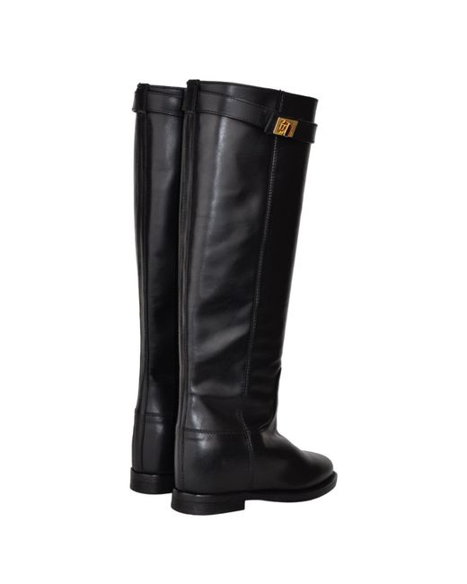Via Roma 15 Black Round Head Boots