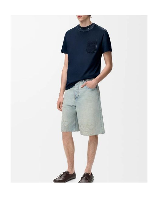 Loewe Blue Cotton Blend T-Shirt for men