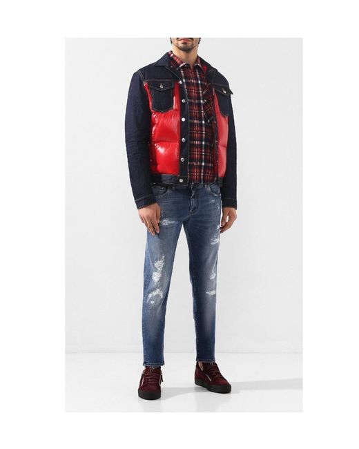 Giuseppe Zanotti Red Casual Sneakers With Rough Edges for men