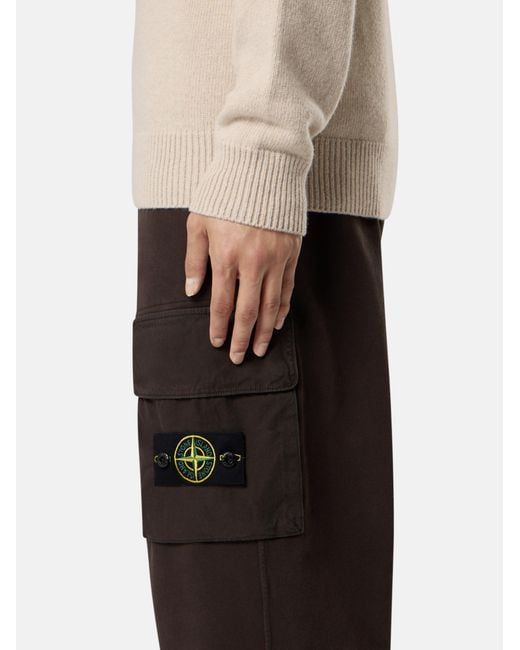 Stone Island Black Logo Patch Tapered-Leg Pants for men