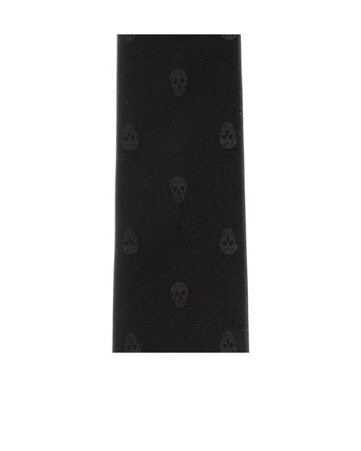 McQueen Black Skull Jacqaurd Tie for men