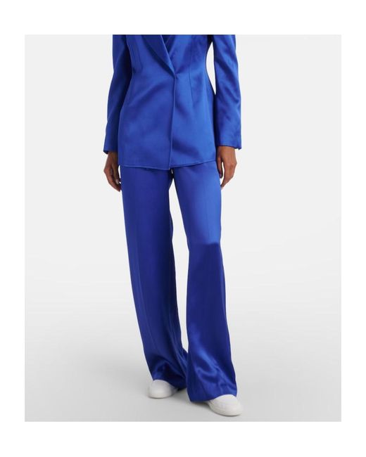 Gabriela Hearst Blue Norman Silk Tweed Wide-Leg Pants
