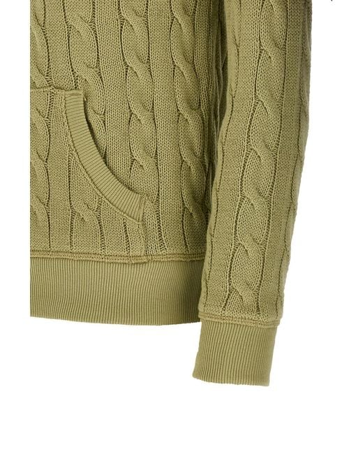 Polo Ralph Lauren Green Cable-Knit Full-Zip Hooded Cardigan