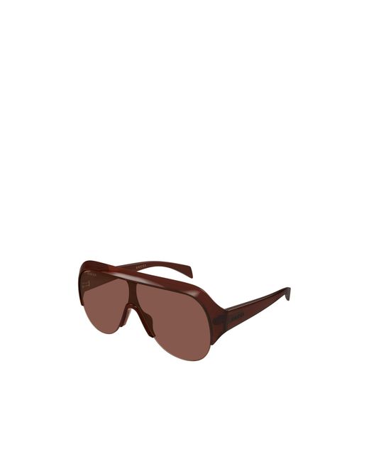 Gucci Brown Eyewear Shield Frame Sunglasses