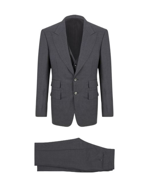 Tom Ford Blue Long-Sleeved Suit Jacket And Suit Pants for men