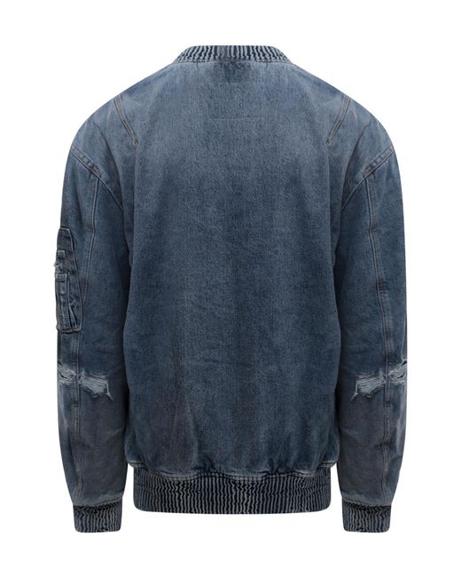 DIESEL Blue Faded Bomber Denim Jacket for men