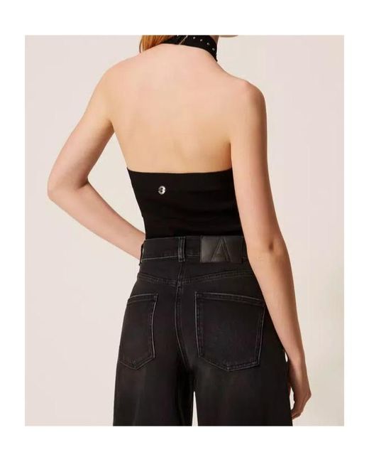 Twinset Black Halterneck Knitted Top