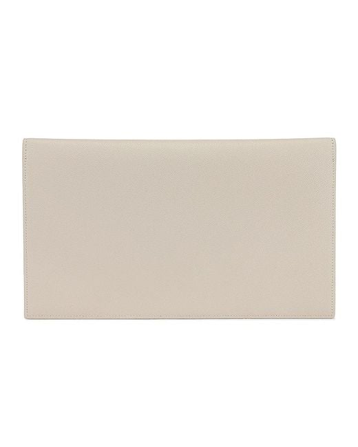 Saint Laurent Natural Uptown Logo Plaque Clutch Bag