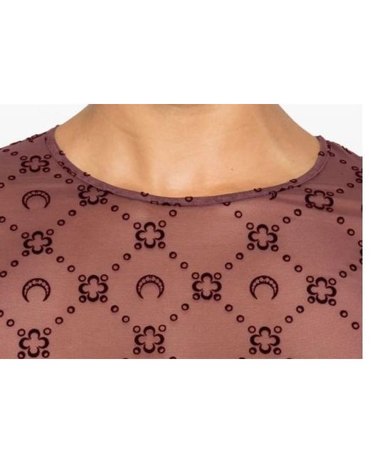 MARINE SERRE Red Moon Embellished Long-Sleeved Dress