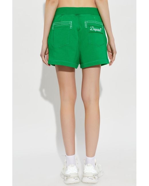 DSquared² Green Logo Patch Elasticated Waistband Shorts