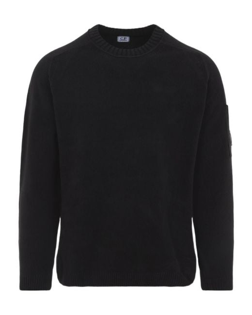 C P Company Black Long-Sleeved Crewneck Jumper for men