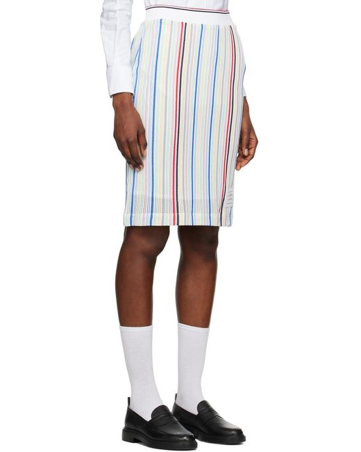 Thom Browne White Striped Knitted Skirt