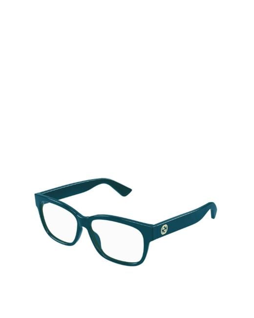 Gucci Blue Eyewear Rectangle Frame Glasses