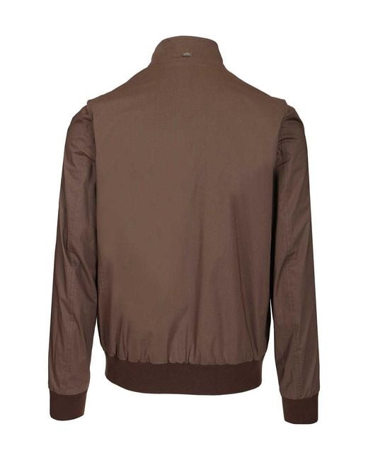 Herno Brown Zip-Up Bomber Jacket for men